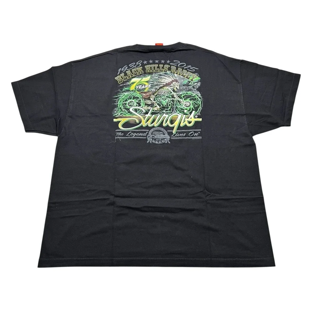 Hot Leathers T-Shirt Mens 3XL‎ Black Sturgis 75th Anniversary Biker Graphic Tee